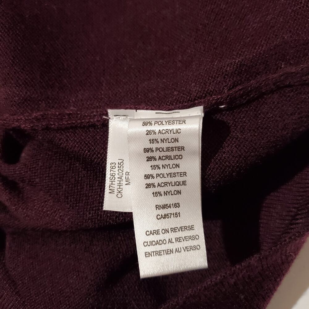 Calvin Klein Long Bell Sleeve Knit Top Womens Size XL Merlot Purple Relaxed Soft - Picture 8 of 10